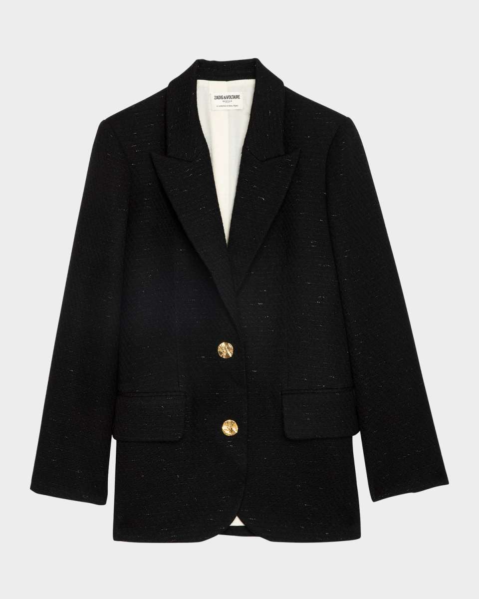 Vicka Single-Breasted Tweed Blazer